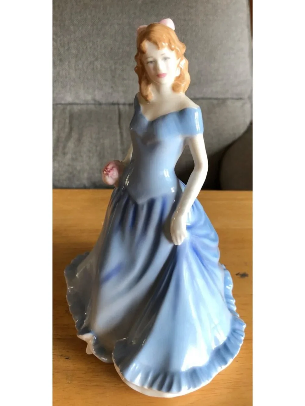 Royal Doulton Porcelain Lady Prototype Figurine Blue Dress Pink Flowers Girl Sta
